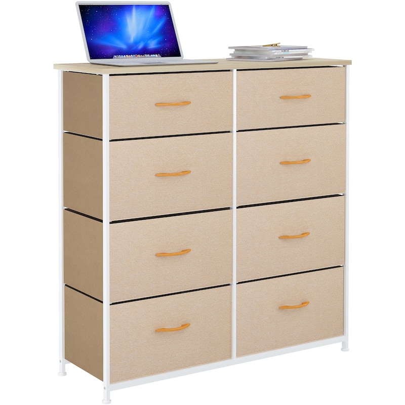 Modern Wide Dresser Storage Tower with 8 Drawers