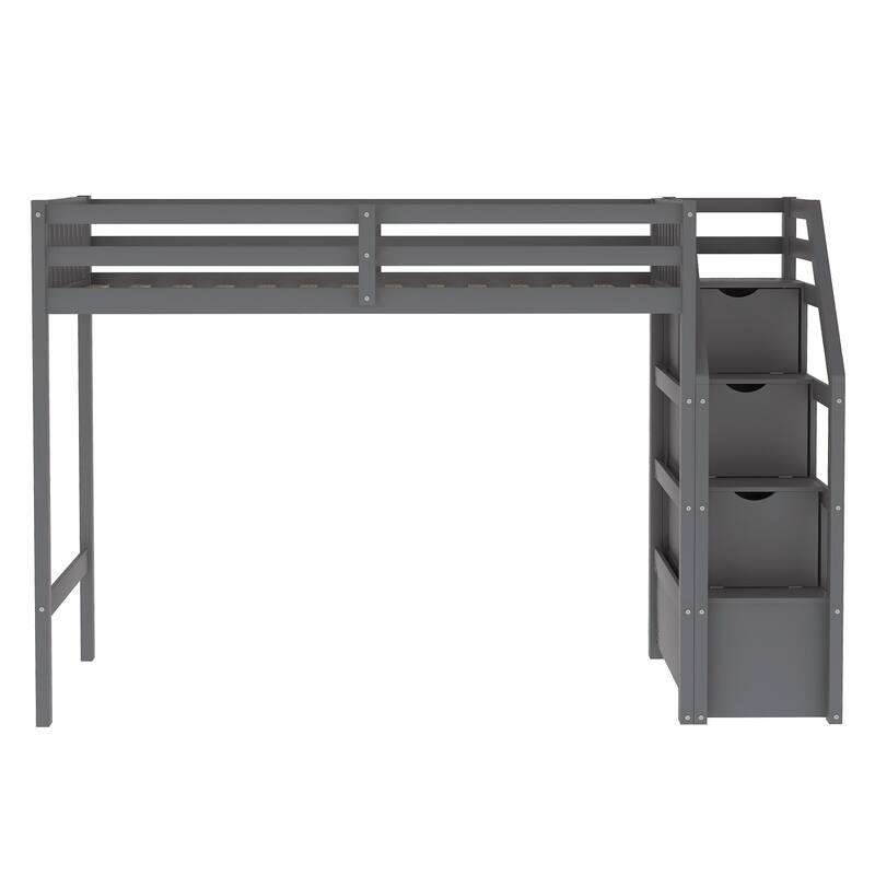 Stylish Twin Over Full Bunk Bed with Convertible Ladder and Storage