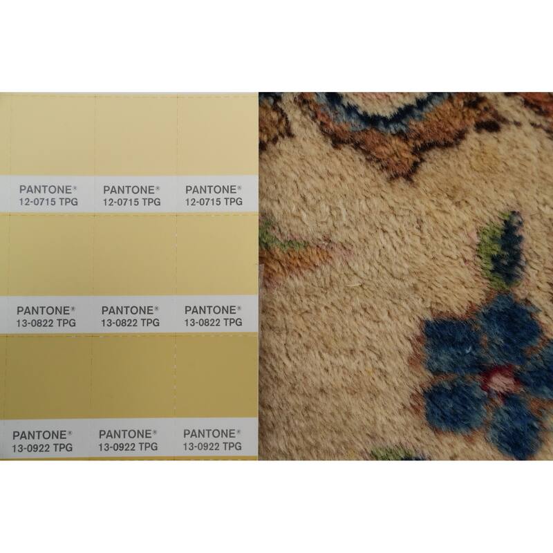 Hand Knotted Oriental 100% Wool Carpet Traditional Floral Beige & Ivories Kerman Area Rug - 17' 9'' X 10' 8''
