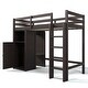 preview thumbnail 17 of 18, Espresso Twin Loft Bed with Wardrobe & Ladder for Kids