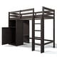 preview thumbnail 17 of 32, Loft Bed Twin Size Wood Loft Bed Frame with Wardrobe Underneath, Kids Bedroom Loft Bed with Ladder and Safety Guardrail