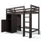 preview thumbnail 23 of 25, Twin Size Wood Loft Bed with Wardrobe, Storage Shelves and Ladder