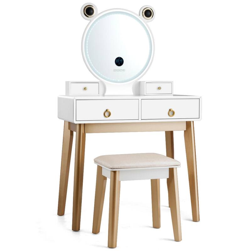 Gymax Makeup Dressing Vanity Table Set w/ Touch Screen Mirror - See Details