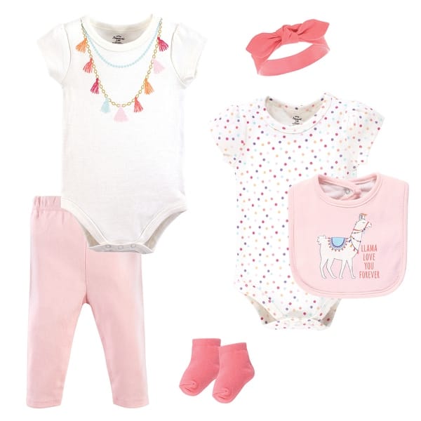 slide 1 of 1, Little Treasure Baby Girl Layette 6-Piece Set, Llama Love 6-9 Months - Llama Love