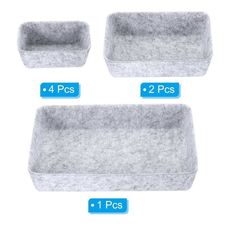 Felt Drawer Organizer, 7 Pack Desk Drawers Organizers Tray, Light Gray - Light Gray