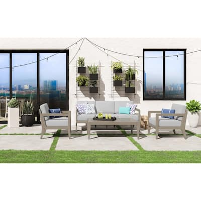 Homestyles Sustain Brown Wood Outdoor Sofa 4-Piece Set - 69" x 29" x 31"