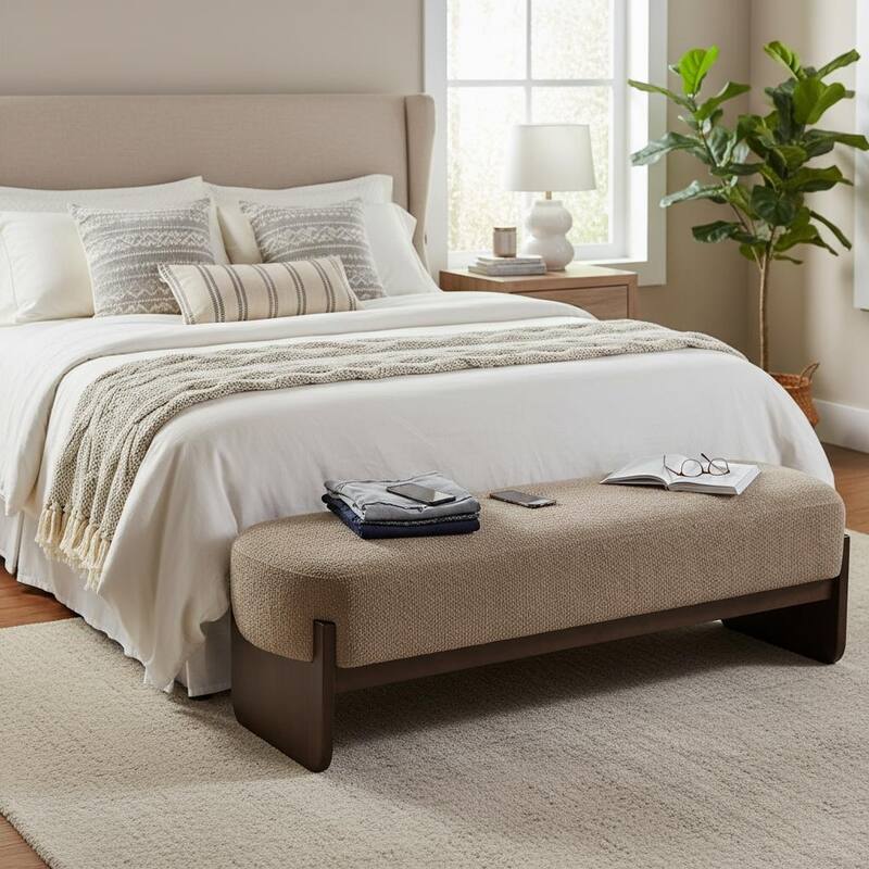 Christopher Knight Home - Havenport Modern Upholstered Bench with Textured Loop Yarn Fabric