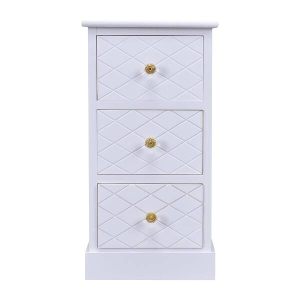 Shop Costway 3 Drawer Wooden Bedside Cabinet Chest Table Storage