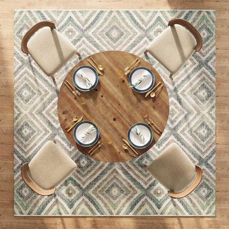 Solid Wood Dining Table, 39.4 Inch Small Round Pedestal Kitchen Table - 39.4" D x 39.4" W x 30.31"H