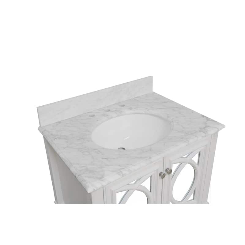 KitchenBathCollection Olivia 30" Bathroom Vanity with Carrara Marble Top