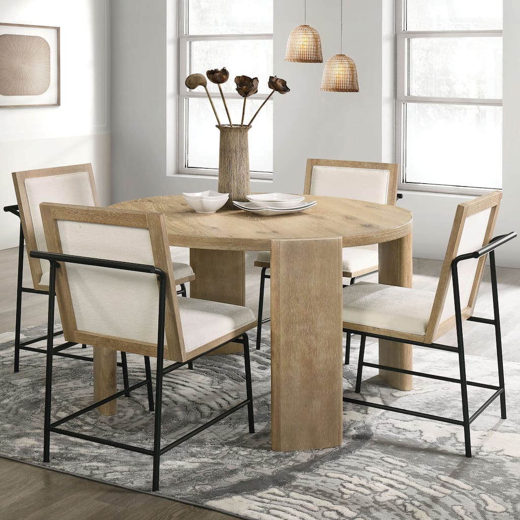 Furniture of America Elira Modern 5-Piece Oak Solid Wood Round Dining Set