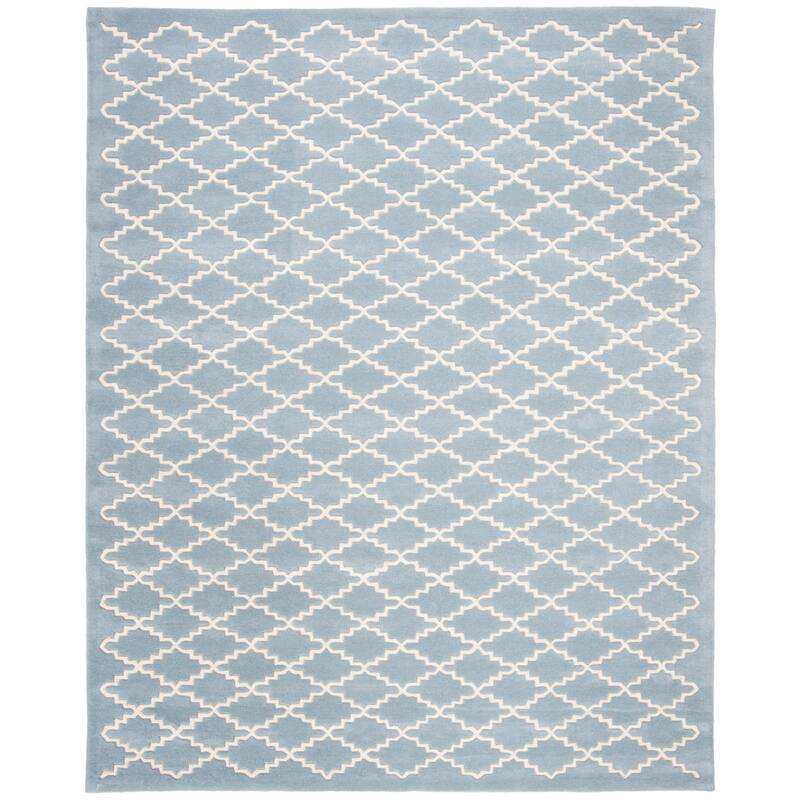 SAFAVIEH Handmade Chatham Slavna Modern Moroccan Wool Rug - 8' x 10' - Blue/Ivory