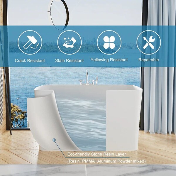 GIVINGTREE 47'' x 28'' Solid Surface Stone Resin Freestanding