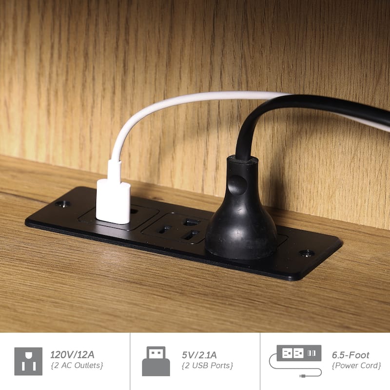 Sliding Barn Door Floating TV Stand with Charging Station