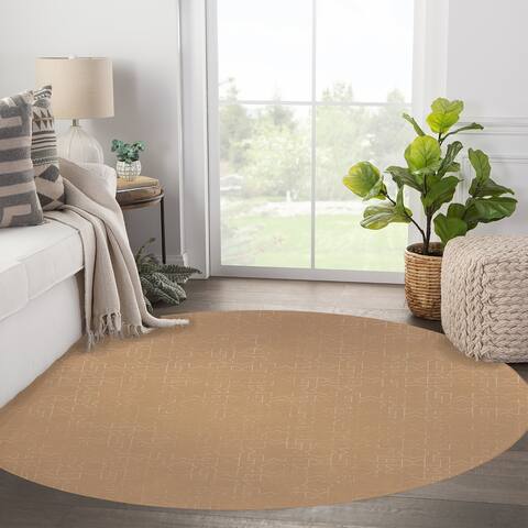 GRIDLOCKED TAN Area Rug By Marina Gutierrez