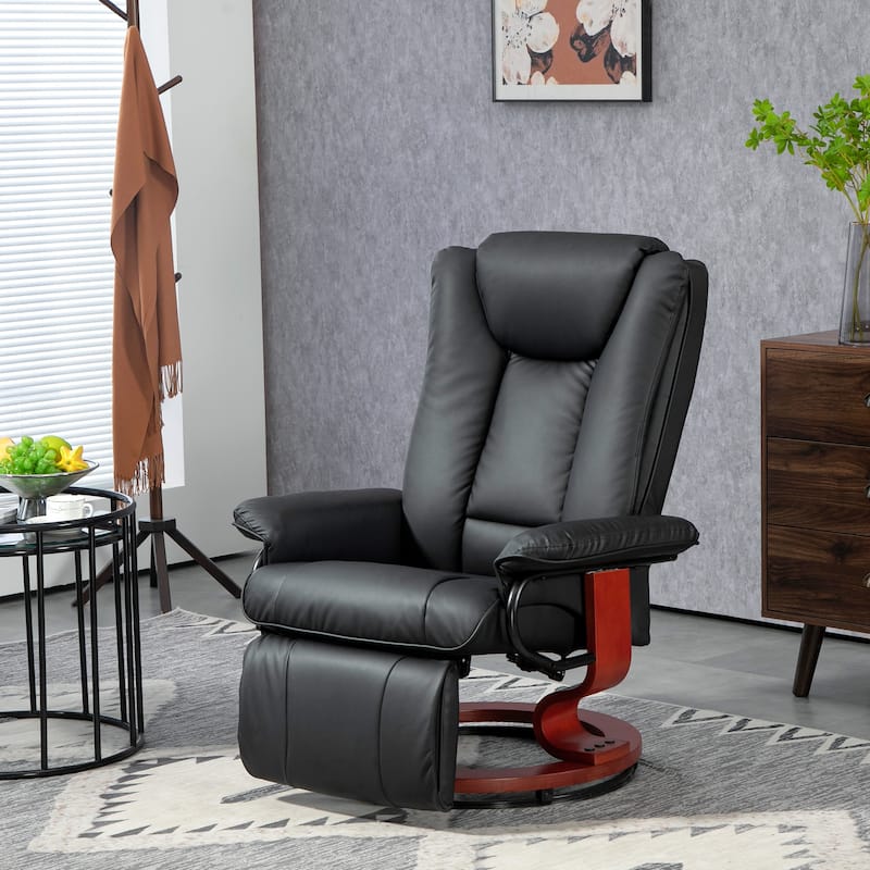 Black 30.7" High Back Swivel Recliner Chair with Footrest