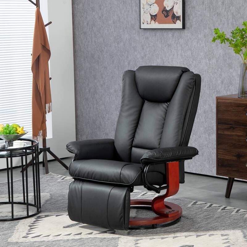 Black Modern 30.7" High Back Upholstered 360° Swivel Recliner Chair with Footrest for Living Room
