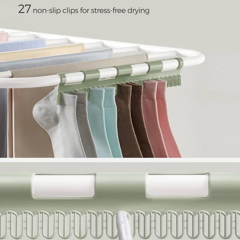Clothes Drying Rack, Foldable 2-Level Laundry Drying Rac - 2 Tiers（22"D x 61.8"W x 64.3''H )