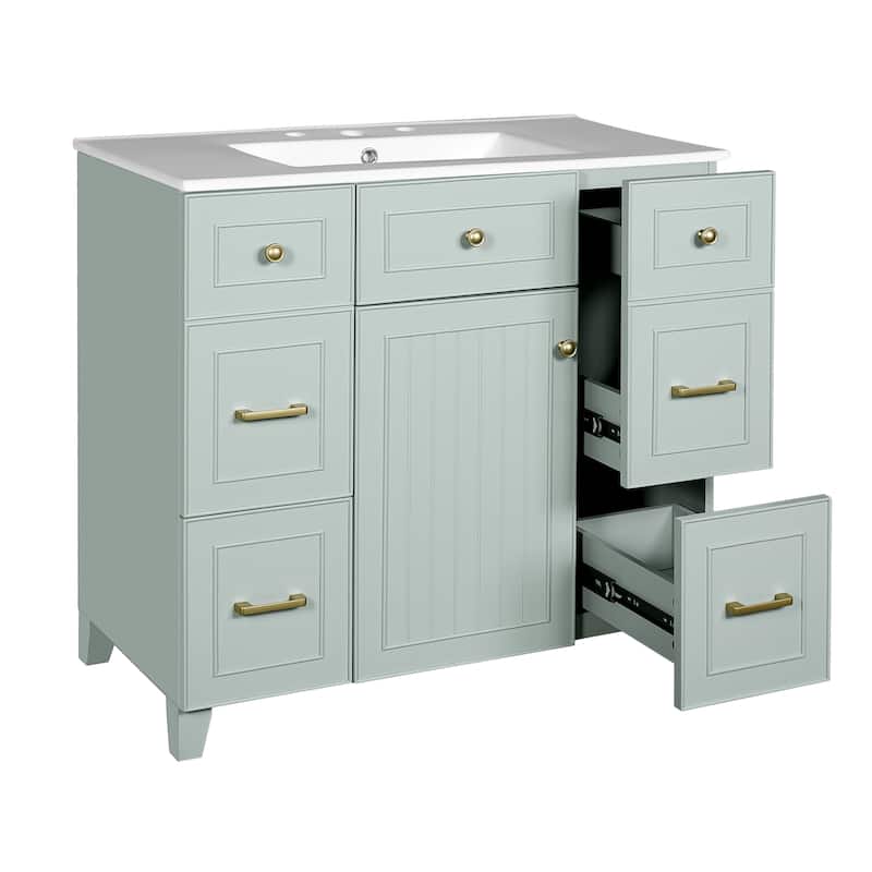 Bathroom Vanity with Sink, Bathroom Cabinet with Adjustable Shelf, Bathroom Storage Cabinet with 3 Drawers and 1 Door