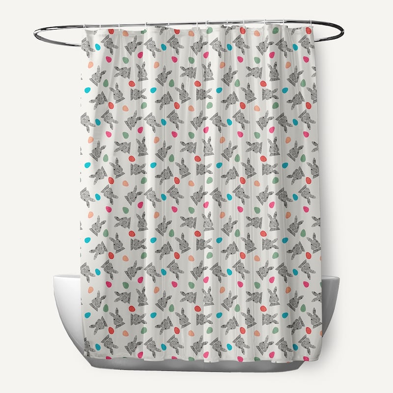 Bunnies and Eggs Shower Curtain - Whisper White