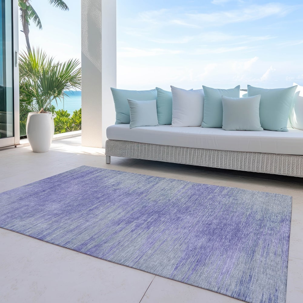 Machine Washable Indoor/ Outdoor Chantille Solid Ombre Rug