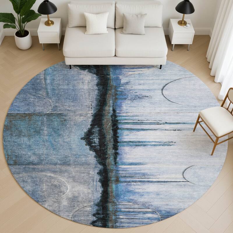 Premium Washable Super Soft Contemporary Melt Mayfield Rug - Blue - 8' x 8'