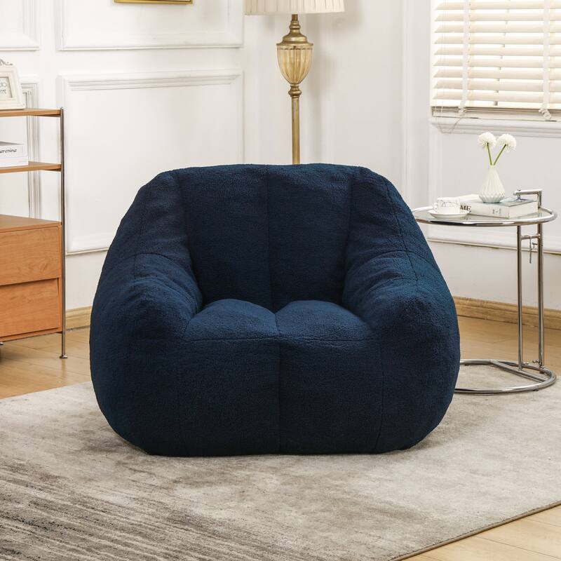 Fluffy Bean Bag Lazy Sofa Chair with Tufted Soft Stuffed Filling & Memory Foam