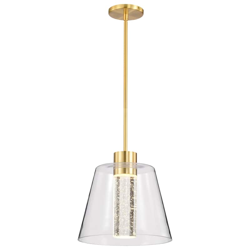 Aura 12 Inch LED Pendant Brushed Brass K9 Bubble Crystal 3000K CCT - Brushed Brass