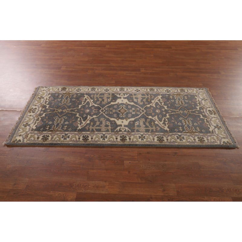 Gray Oushak Oriental Accent Rug Handmade Wool Carpet - 2'7"x 6'1"
