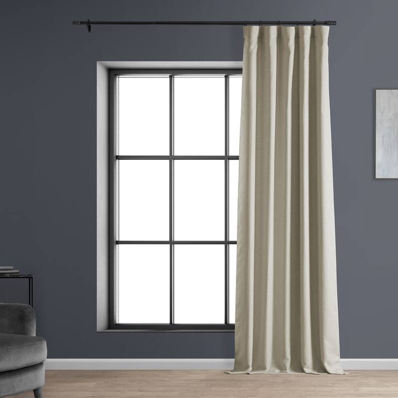 Exclusive Fabrics Italian Faux Linen Room Darkening Curtains (1 Panel) - Sophisticated Drapery for Versatile Décor