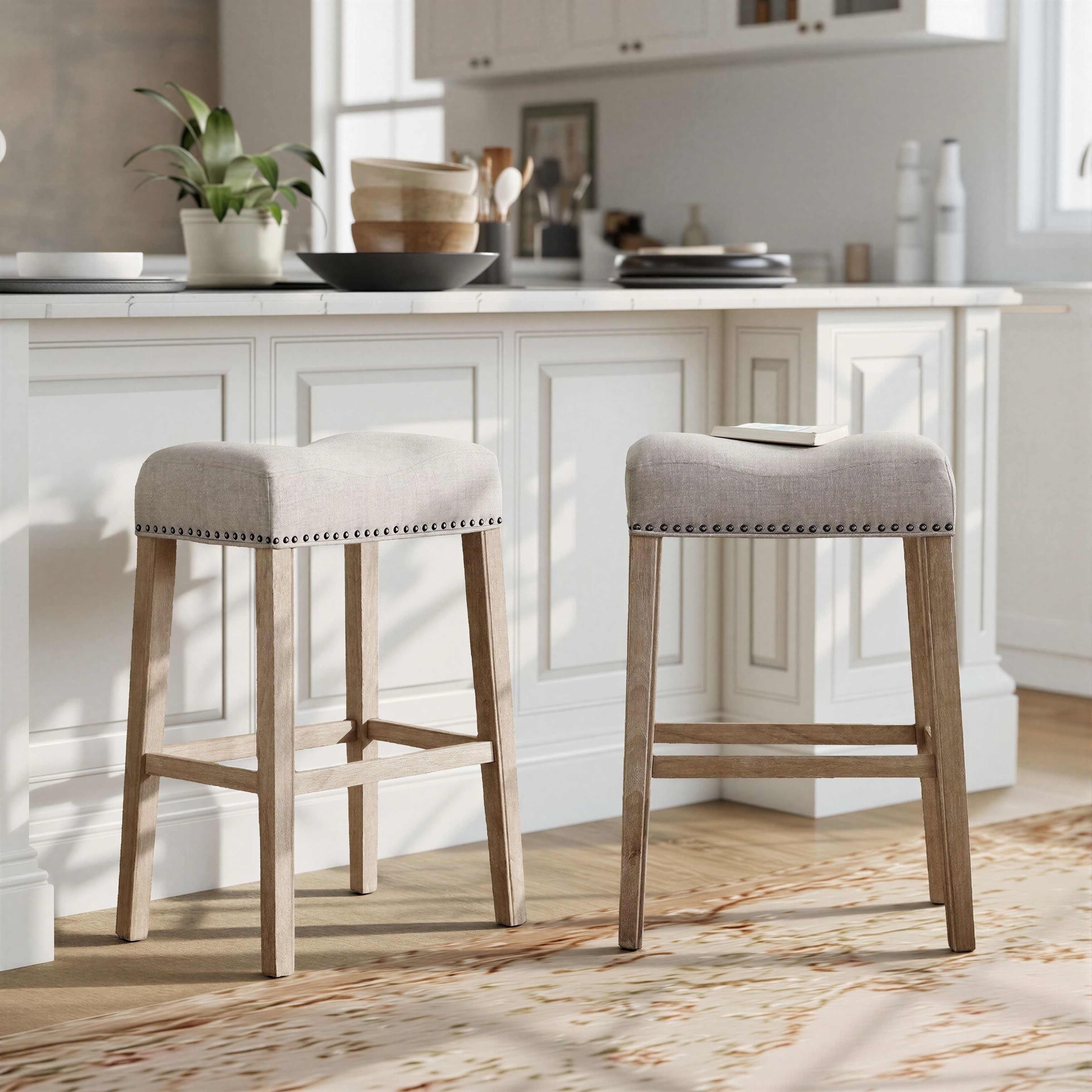 The Gray Barn Overlook Upholstered Backless Bar Stool (Set of 2)