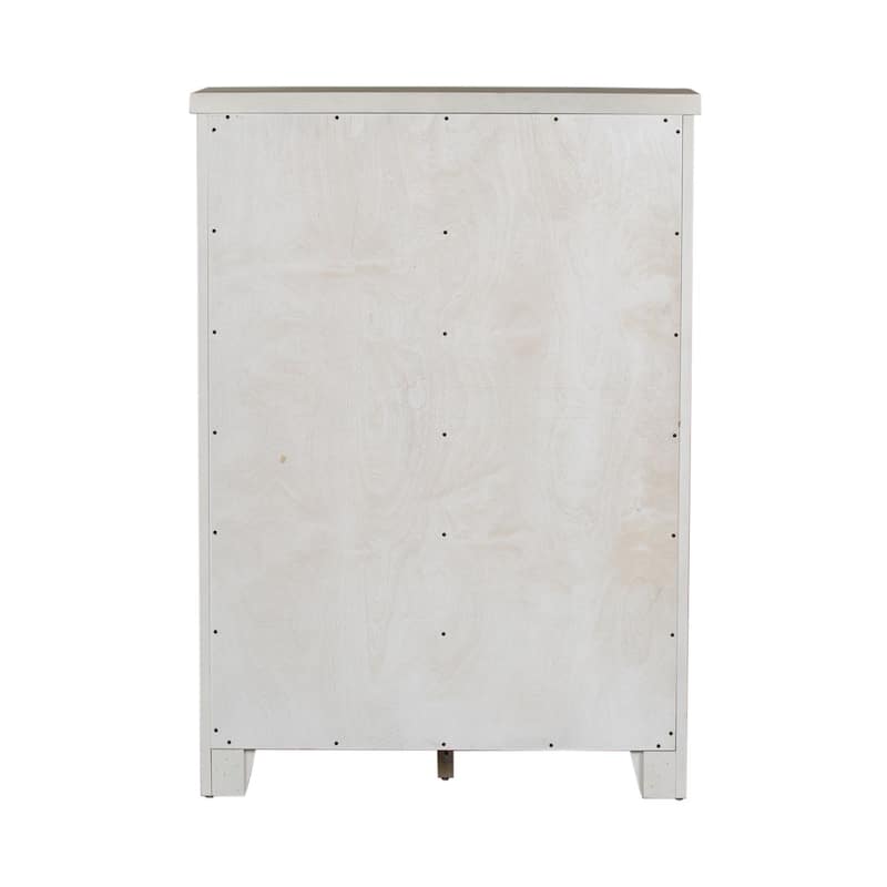 Modern Farmhouse Flea Market White Distressed 5 Drawer Chest