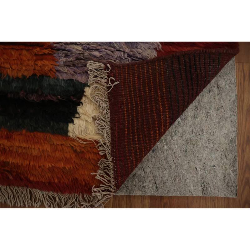 Hand Knotted Oriental 100% Wool Carpet Modern Tribal Red Moroccan Area Rug - 9' 8'' X 6' 6''