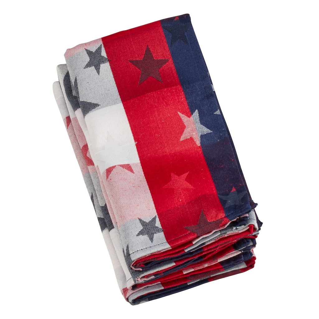Patriotic Stars & Checkered Napkin (Set of 4) - Americana Table Linen for Memorial Day, Fourth of July & Holiday Entertaining