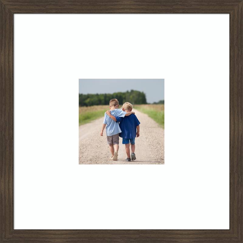 Woodgrain Stripe Blonde Framed Picture Frame, Photo Frame - 20x20 Matted to 8x8 - Woodgrain Stripe Chocolate