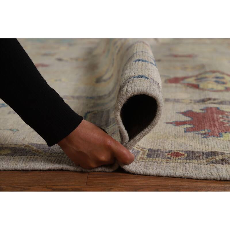 Hand Knotted Oriental 100% Wool Carpet Transitional All-Over Beige & Ivories Oushak Area Rug - 10' 2'' X 7' 11''