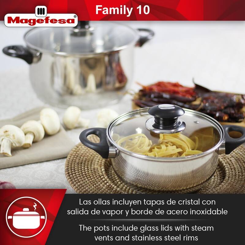 Magefesa Family 10-Piece Stainless Steel Cookware Set