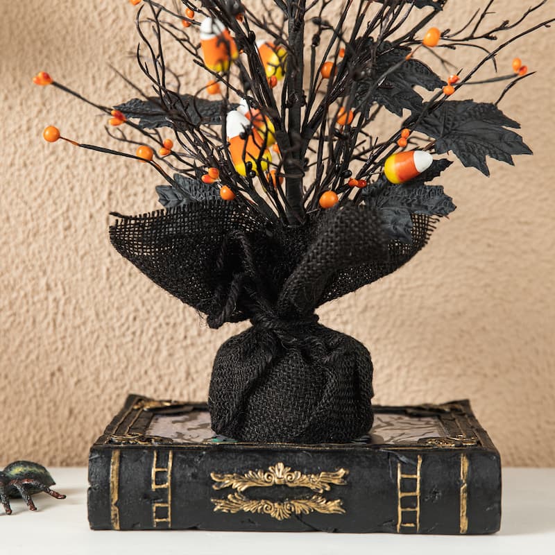 Glitzhome LED Lighted Halloween Candy Corn Berries Bats Table Tree