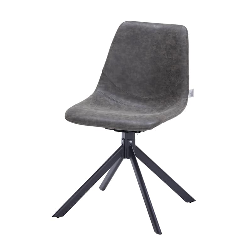 Markley Leather Dining Chair 360 Degree Swivel with Iron legs Modern Accent Side Chair