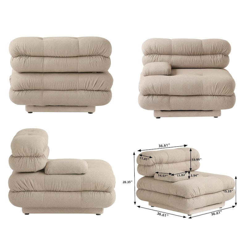 Large Modular Sectional Sofa Teddy Velvet Fabric Upholstery U-Shaped 4 Seater with 2 Ottoman