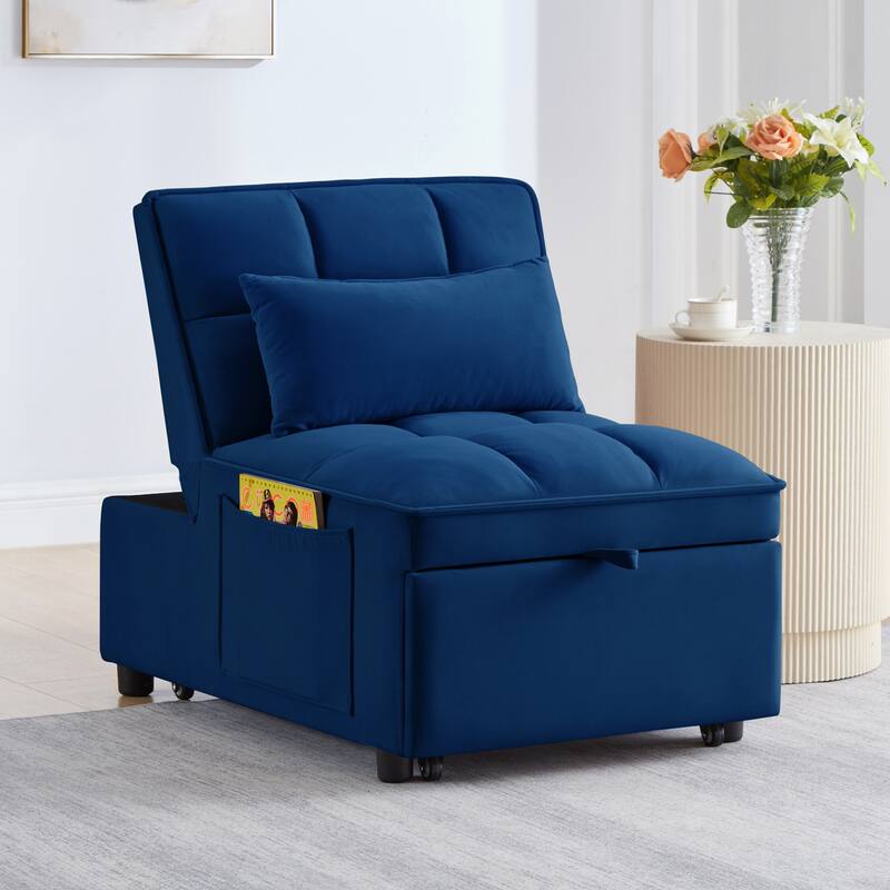 4 in1 Multi-Function Tufted Single Sofa Bed with Adjustable Backrest