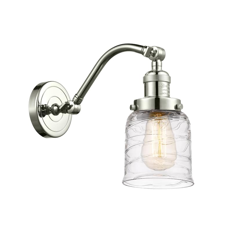 Innovations Lighting 515-1W-12-5 Bell Sconce Bell 12" Tall Wall Sconce - Polished Nickel / Deco Swirl
