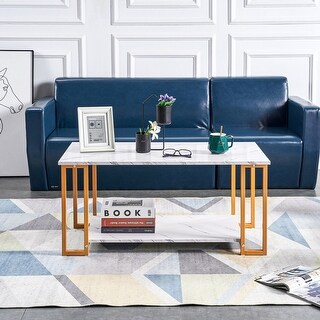 Marble MDF 2 Layers Rectangle Coffee Table - Bed Bath & Beyond - 36181206