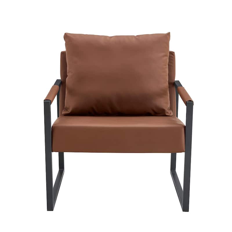 PU Leather Accent Chair with Metal Frame and Modern Industrial Style (27"W x 29.7"D x 29.6"H)