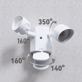 30W Dual-Head LED Security Light with GFCI Outlets, White