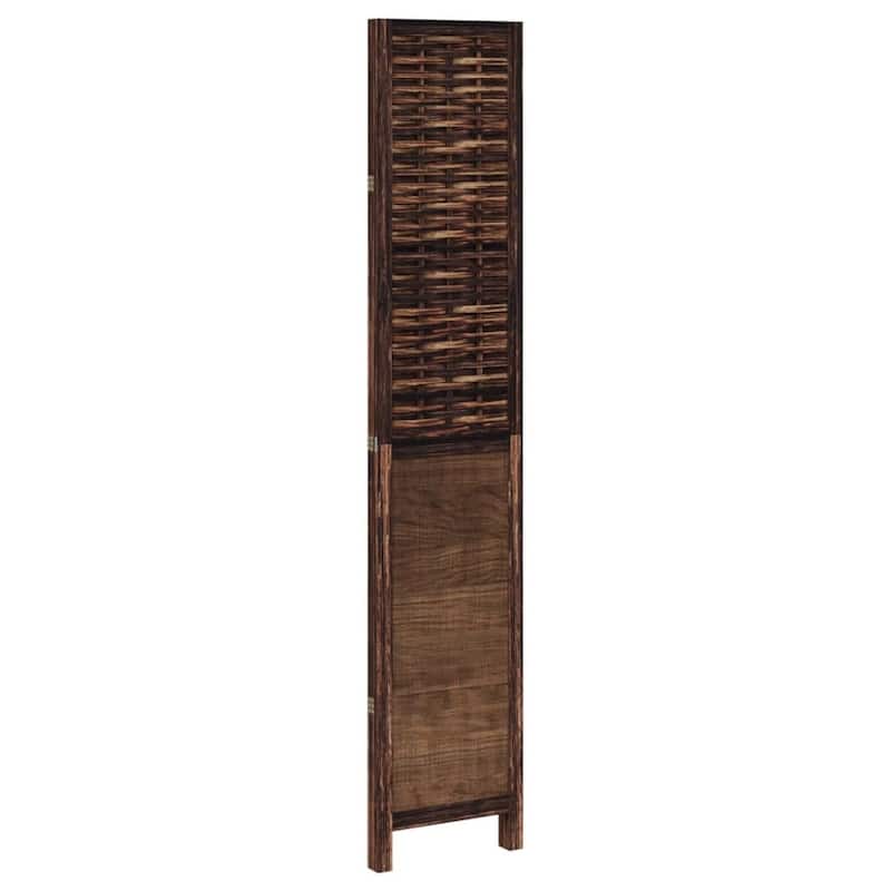 vidaXL Room Divider Privacy Screen Living Room Dark Brown Solid Wood Paulownia