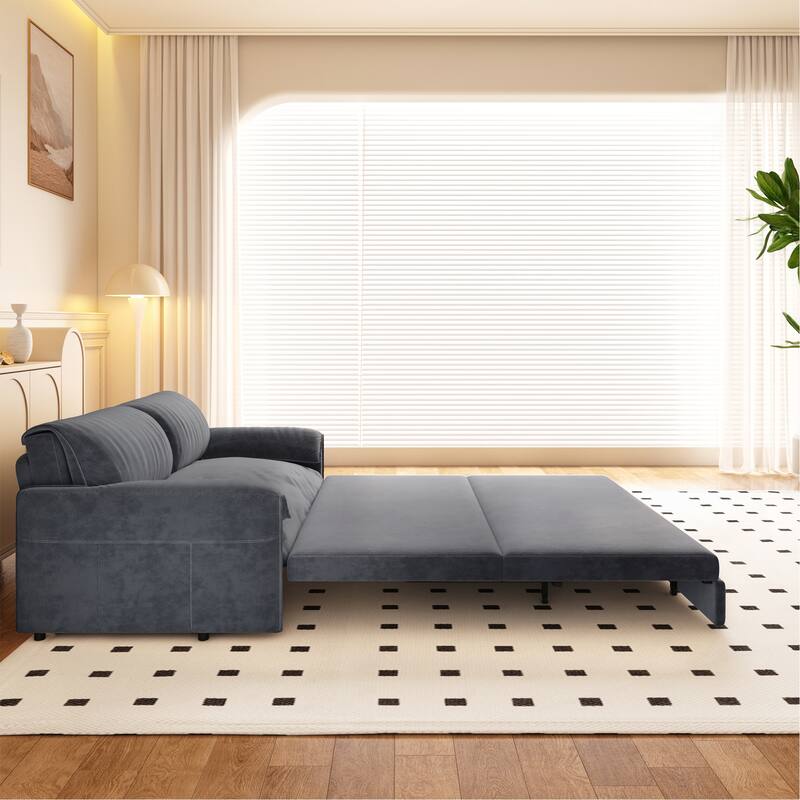 3-in-1 Convertible Sleeper with Side Storage,Multi-Functional Loveseat for Various Spaces