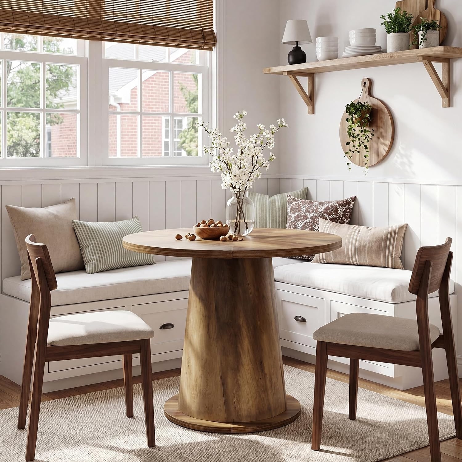Small Round Dining Table for 2-4 People for Apartment, Kitchen Nook, Dining Room