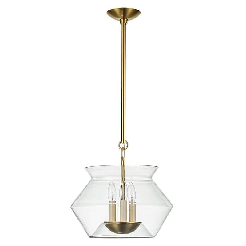 30in Brass Mason Jar Geometric Clear Glass Shade Kitchen Pendant