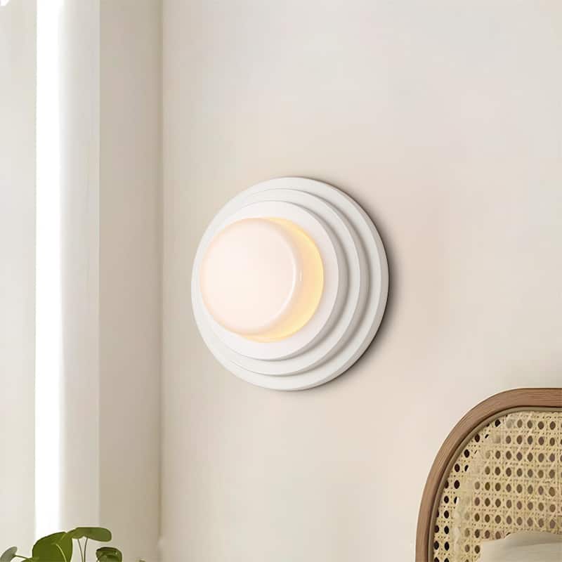 11.8" W Modern Minimalist White Cake-Shaped Tiered Milk Glass Shade Wall & Ceiling Light for Bedroom, Hallways - White - 11.8 in. W x 5.1 in. H x 11.8 in. D